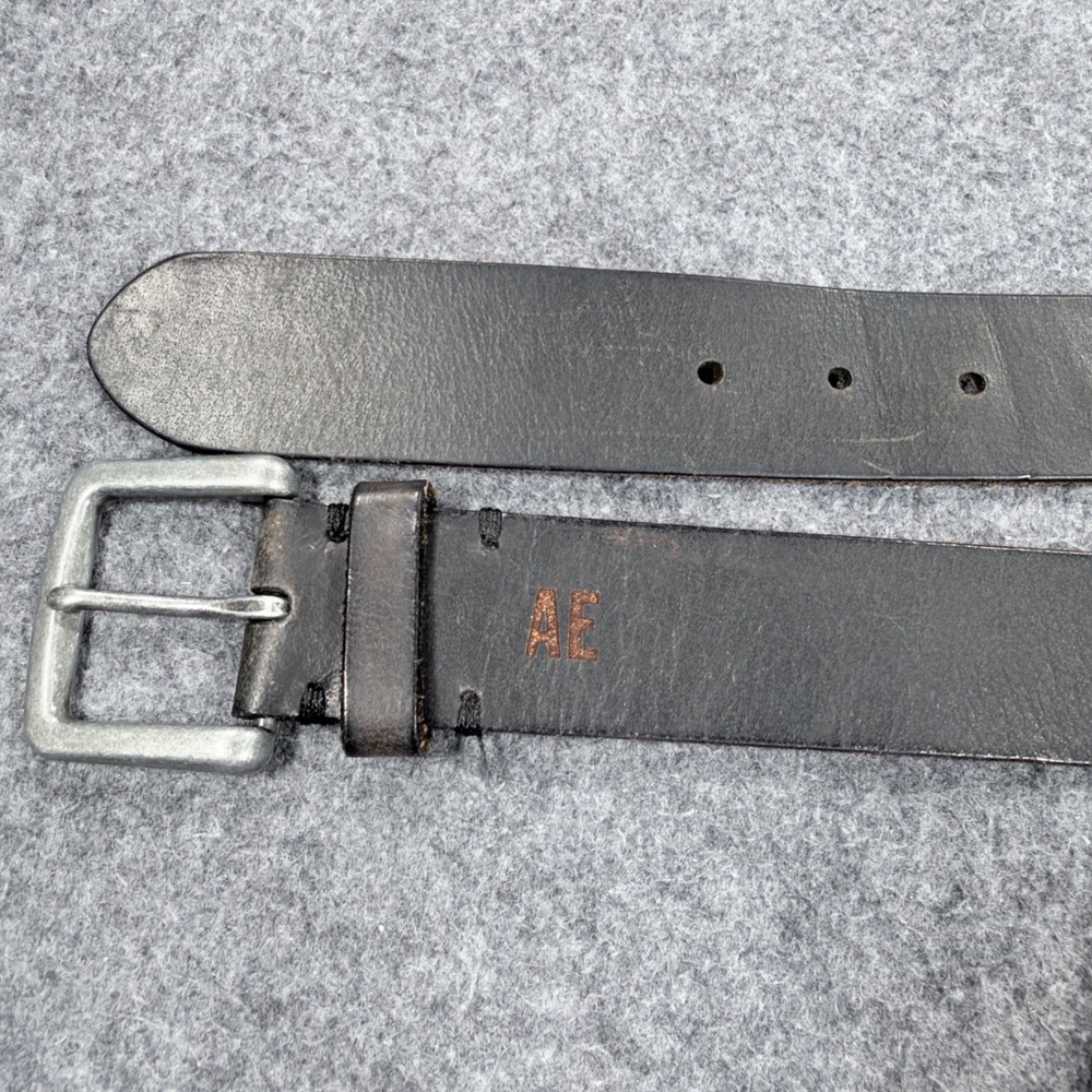 American Eagle Mens Dark Brown Genuine Leather Belt Silver Buckle Size 34-36